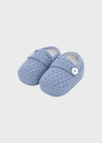 FEKELI/SC Sky Blue Embroidered Cotton Slippers