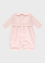 Pink Decorated Cotton Romper PEARL FLOWER 7123