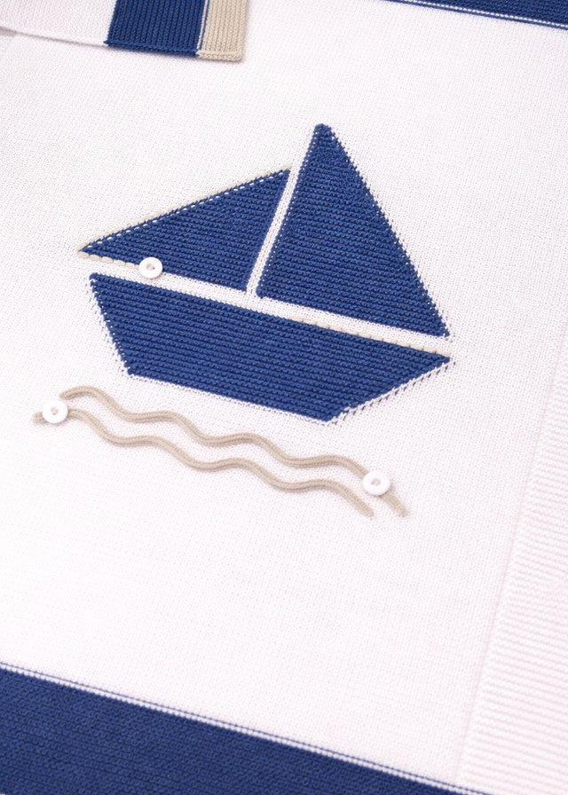 Decorated Cotton Blanket Blue 7616/A