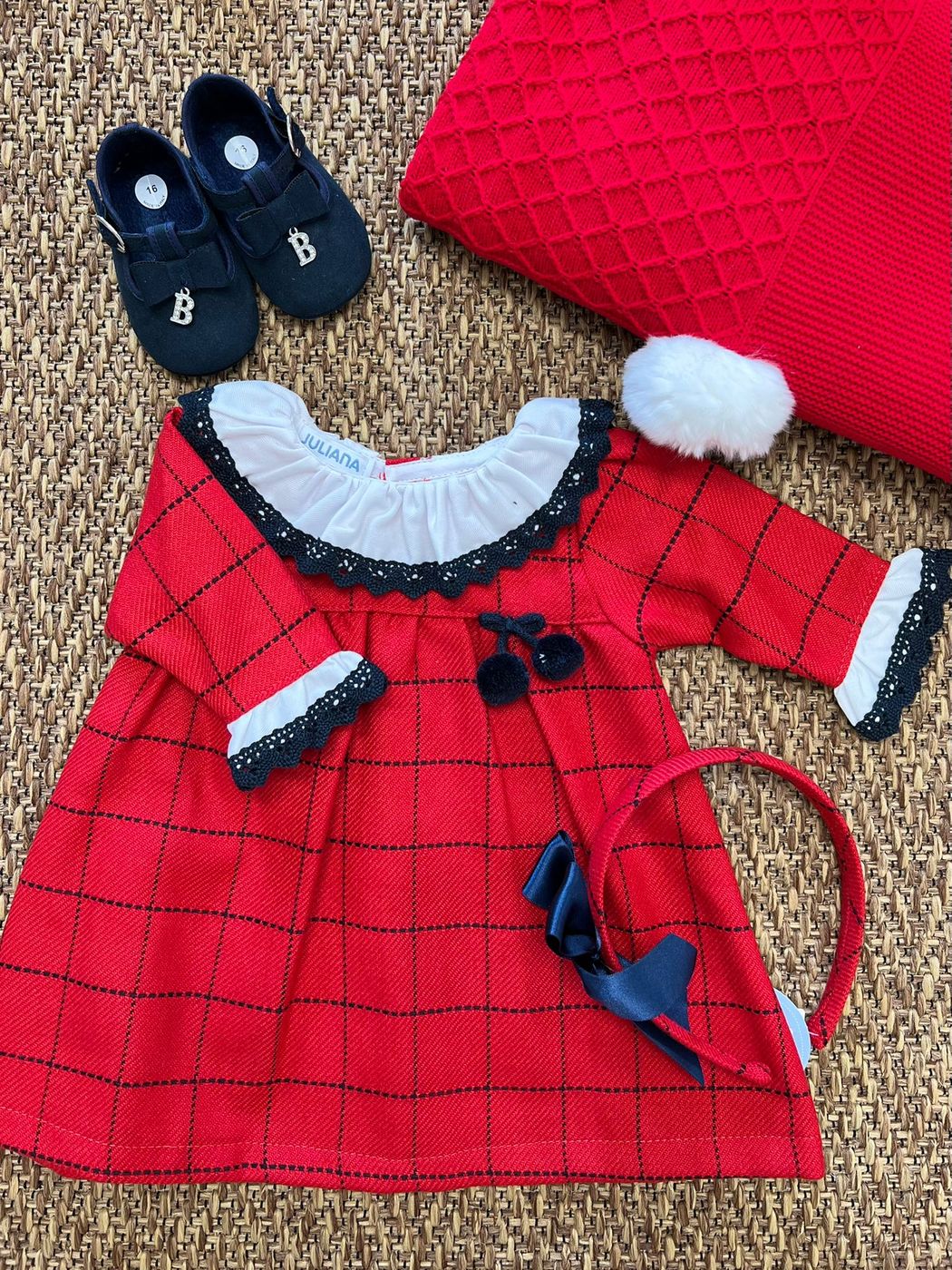 Abitino quadri Bimba ROSSO J6155 corredino e abbigliamento neonato | NANU' BABY