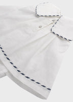 Abito Bimba Misto Lino Culotte Panna C63238 corredino e abbigliamento neonato | NANU' BABY