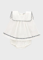 Abito Bimba Misto Lino Culotte Panna C63238 corredino e abbigliamento neonato | NANU' BABY