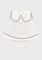 Abito Bimba Misto Lino Culotte Panna C63238 corredino e abbigliamento neonato | NANU' BABY