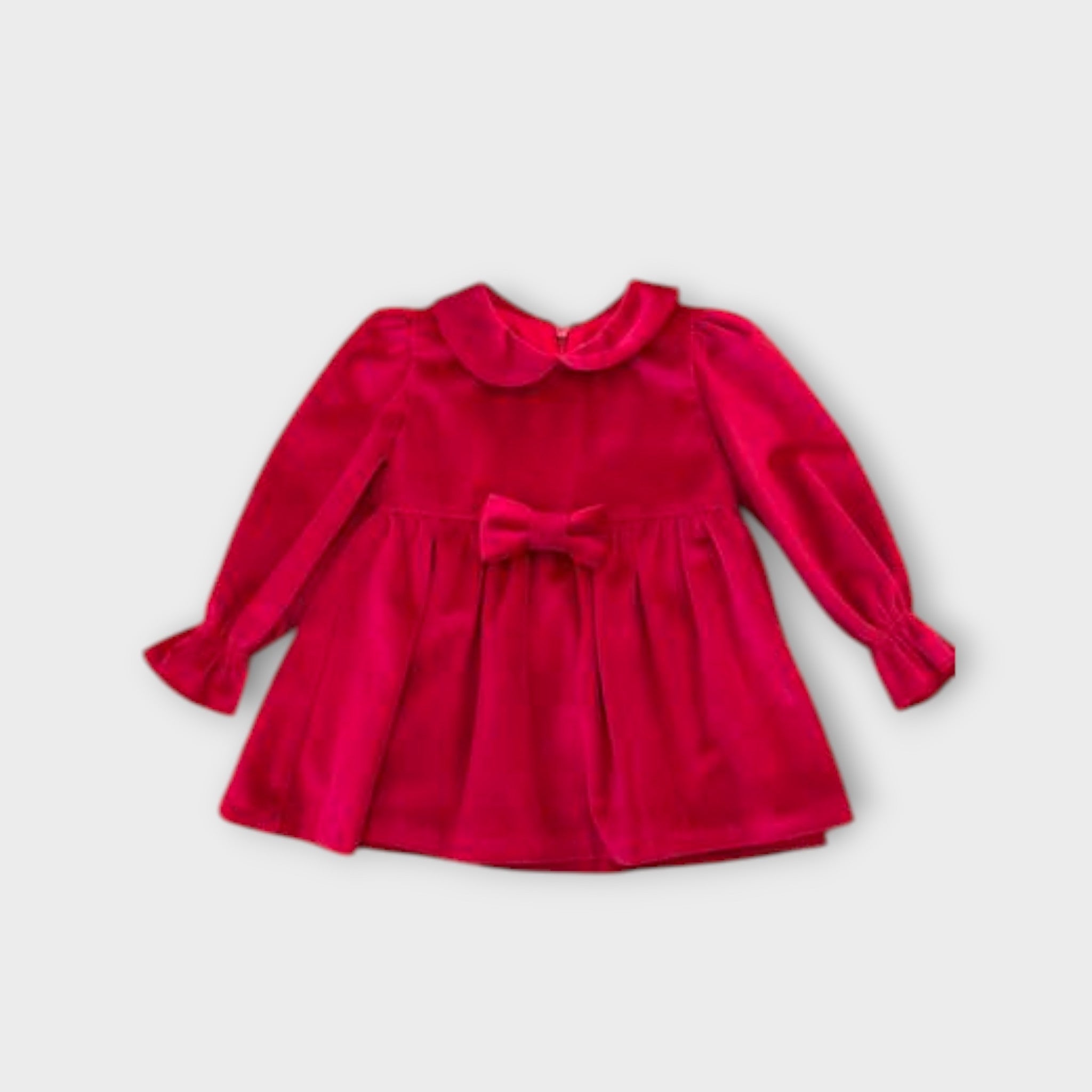 Abito Bimba ROSSO Velluto Fiocco - AMBARABA' corredino e abbigliamento neonato | NANU' BABY