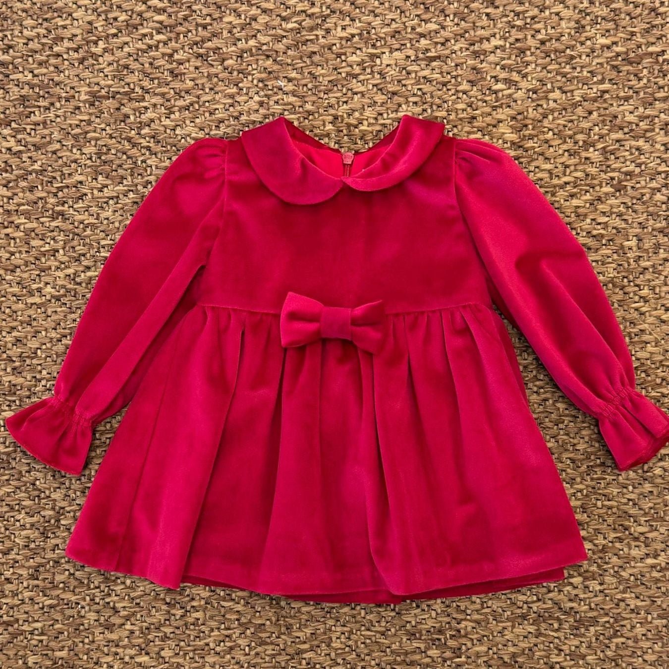 Abito Bimba ROSSO Velluto Fiocco - AMBARABA' corredino e abbigliamento neonato | NANU' BABY