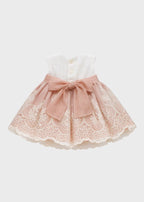 Abito Cerimonia Lino Rosa 39102 corredino e abbigliamento neonato | NANU' BABY