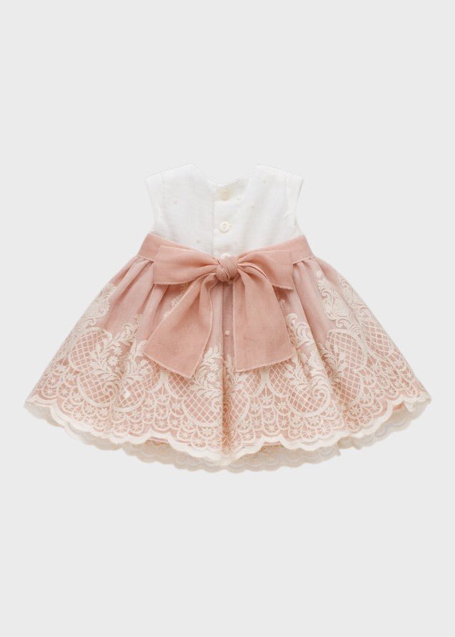 Abito Cerimonia Lino Rosa 39102 corredino e abbigliamento neonato | NANU' BABY