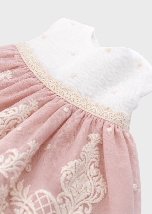 Abito Cerimonia Lino Rosa 39102 corredino e abbigliamento neonato | NANU' BABY