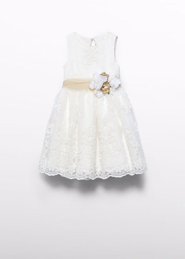 Abito Cerimonia Organza Panna 5037/7 corredino e abbigliamento neonato | NANU' BABY