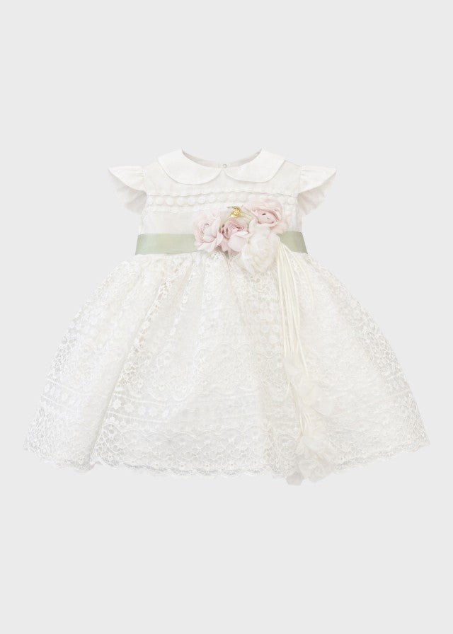 Abito Cerimonia Pizzo Macramè FB080 corredino e abbigliamento neonato | NANU' BABY