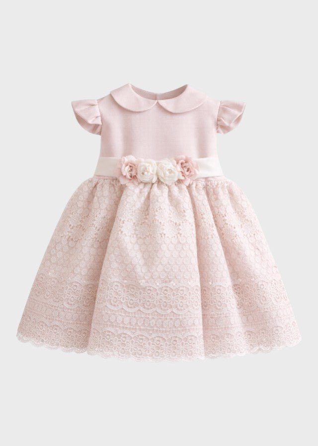 Abito Cerimonia Pizzo Rosa FB068/R corredino e abbigliamento neonato | NANU' BABY
