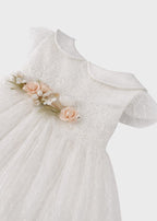 Abito Cerimonia Tulle Bianco FB082 corredino e abbigliamento neonato | NANU' BABY