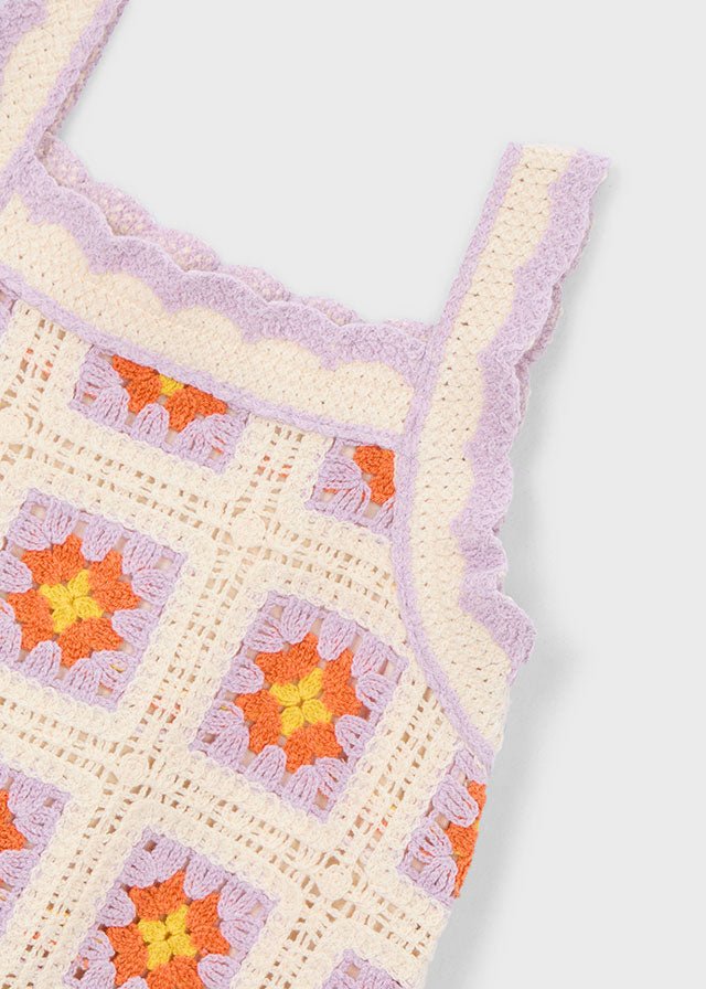 Abito Cotone Crochet Viola 3935/67 corredino e abbigliamento neonato | NANU' BABY