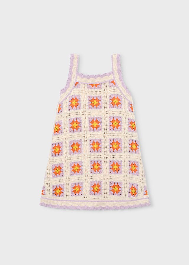 Abito Cotone Crochet Viola 3935/67 corredino e abbigliamento neonato | NANU' BABY