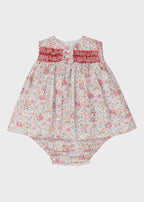 Abito Coulotte Fiorellini Corallo 0334/48 corredino e abbigliamento neonato | NANU' BABY
