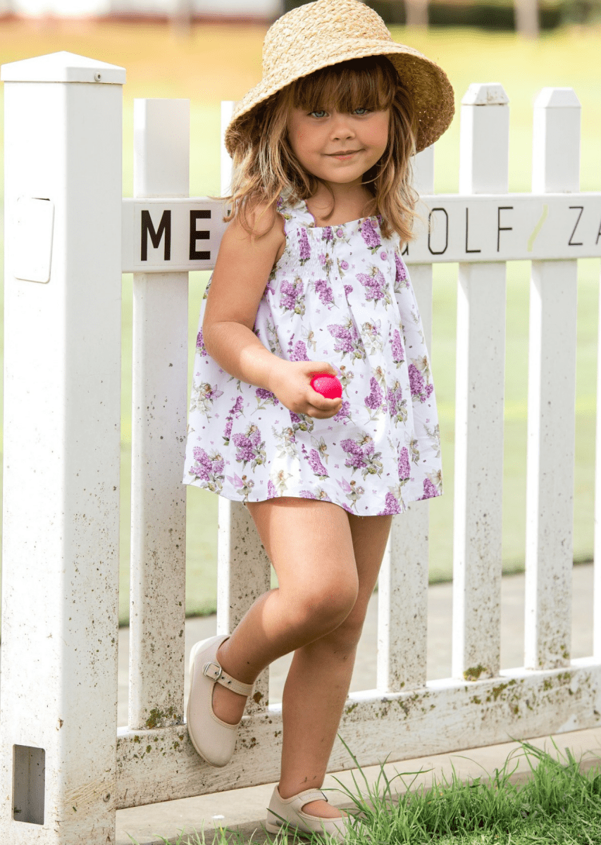 Abito Coulotte Fiori Lilla 0333/17 corredino e abbigliamento neonato | NANU' BABY