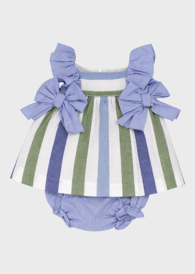 Abito Coulotte Righe Azzurro 0332/27 corredino e abbigliamento neonato | NANU' BABY