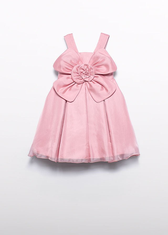Abito Fiocco Organza Rosa 5049/57 corredino e abbigliamento neonato | NANU' BABY