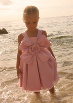 Abito Fiocco Organza Rosa 5049/57 corredino e abbigliamento neonato | NANU' BABY