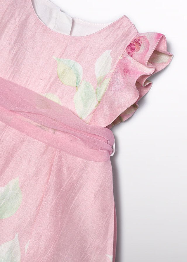 Abito Lino Stampato Fascia Tulle 5007/6 corredino e abbigliamento neonato | NANU' BABY