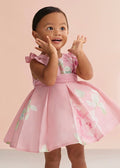 Abito Lino Stampato Fascia Tulle 5007/6 corredino e abbigliamento neonato | NANU' BABY