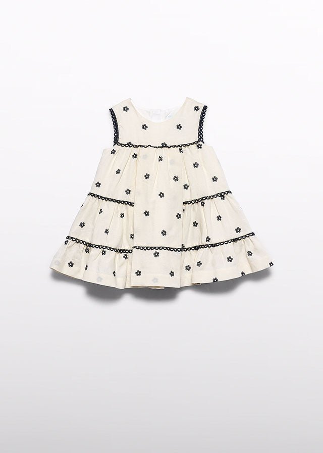 Abito Ricamato Fiorellini Bianco 5022/4 corredino e abbigliamento neonato | NANU' BABY
