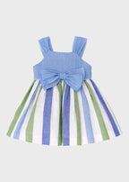 Abito Righe Azzurro Fiocco 0506/27 corredino e abbigliamento neonato | NANU' BABY