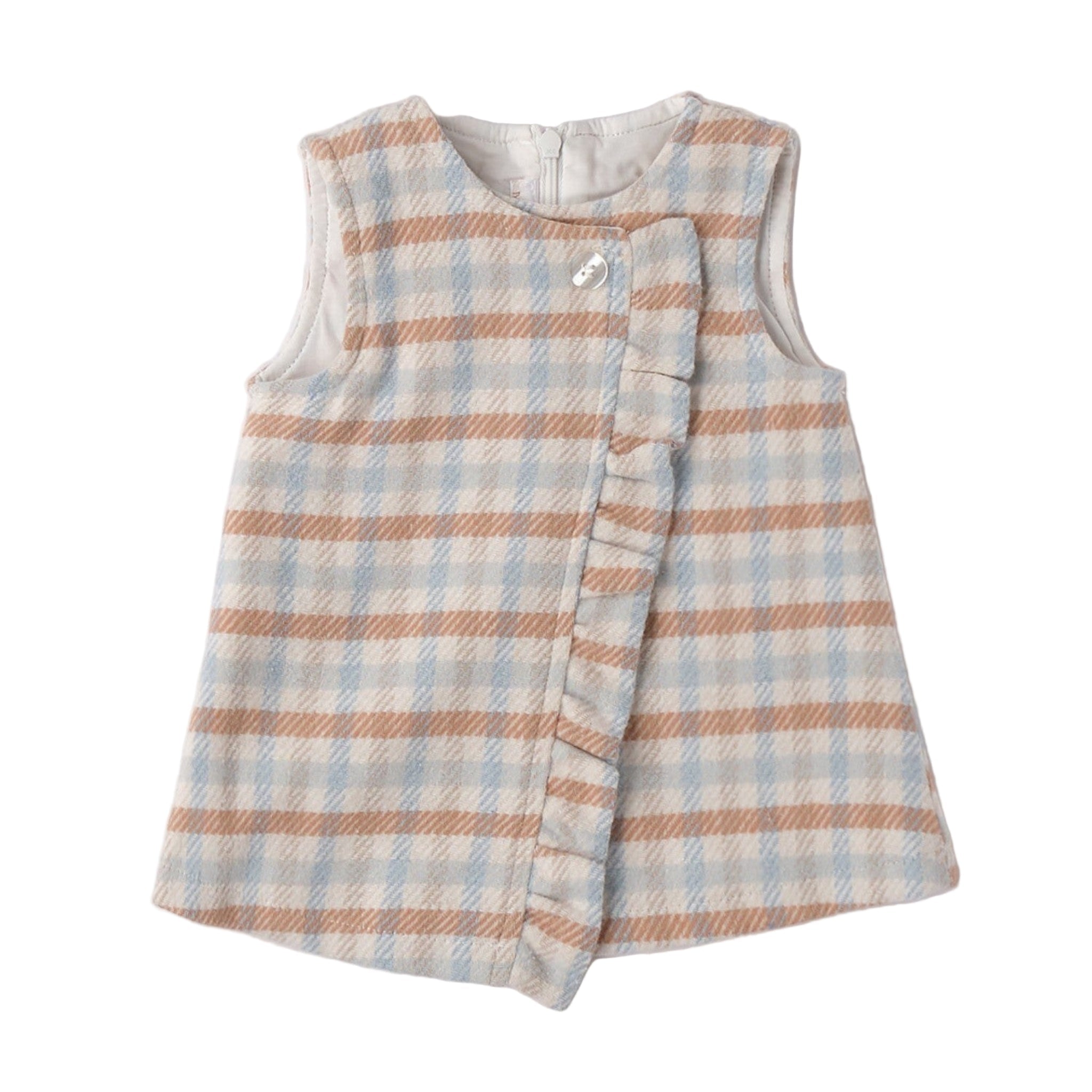 Abito Smanicato Bimba Bianco Check 3F734/3942 corredino e abbigliamento neonato | NANU' BABY