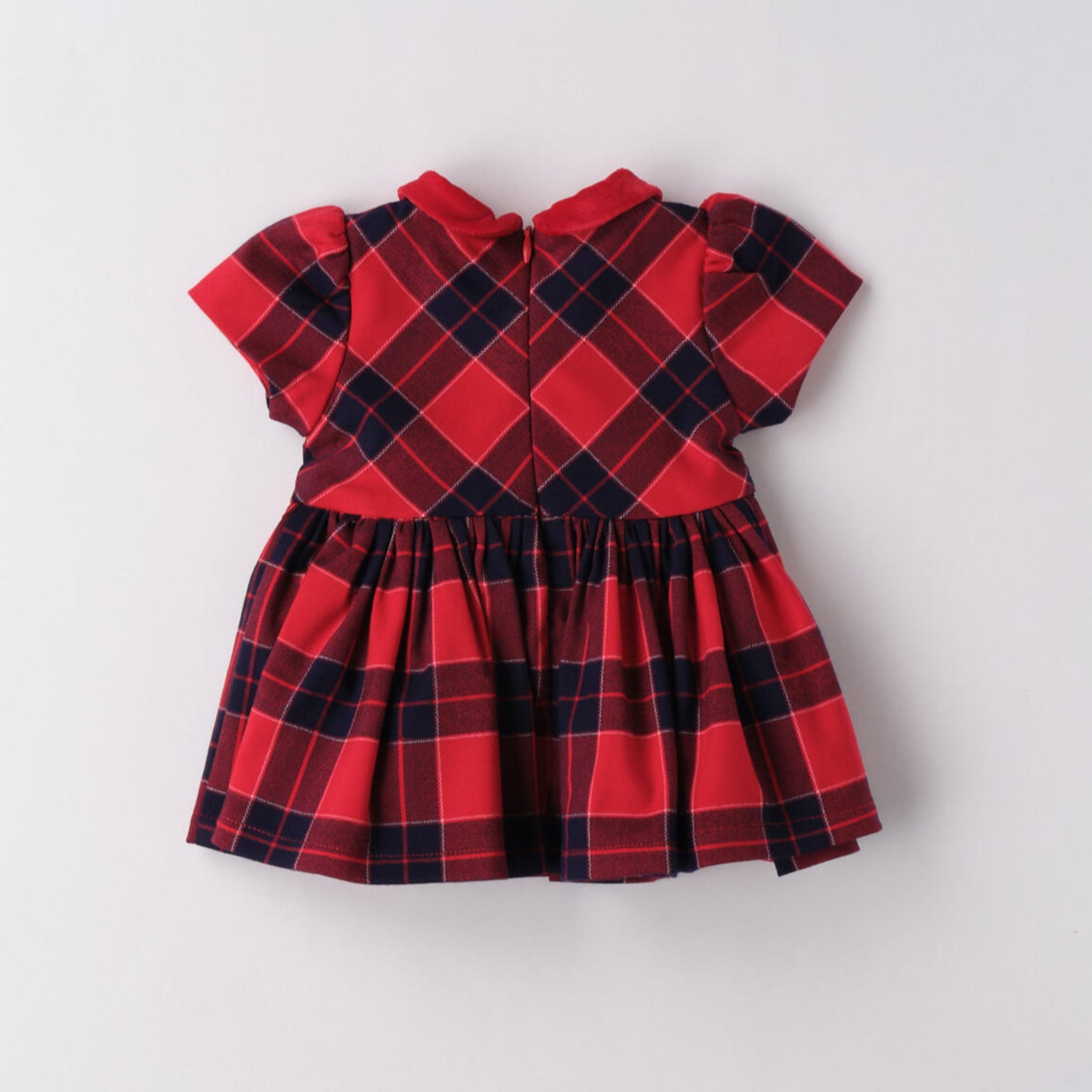 Abito Tessuto Check Con Manica Bimba Rosso 3F725/2253 corredino e abbigliamento neonato | NANU' BABY