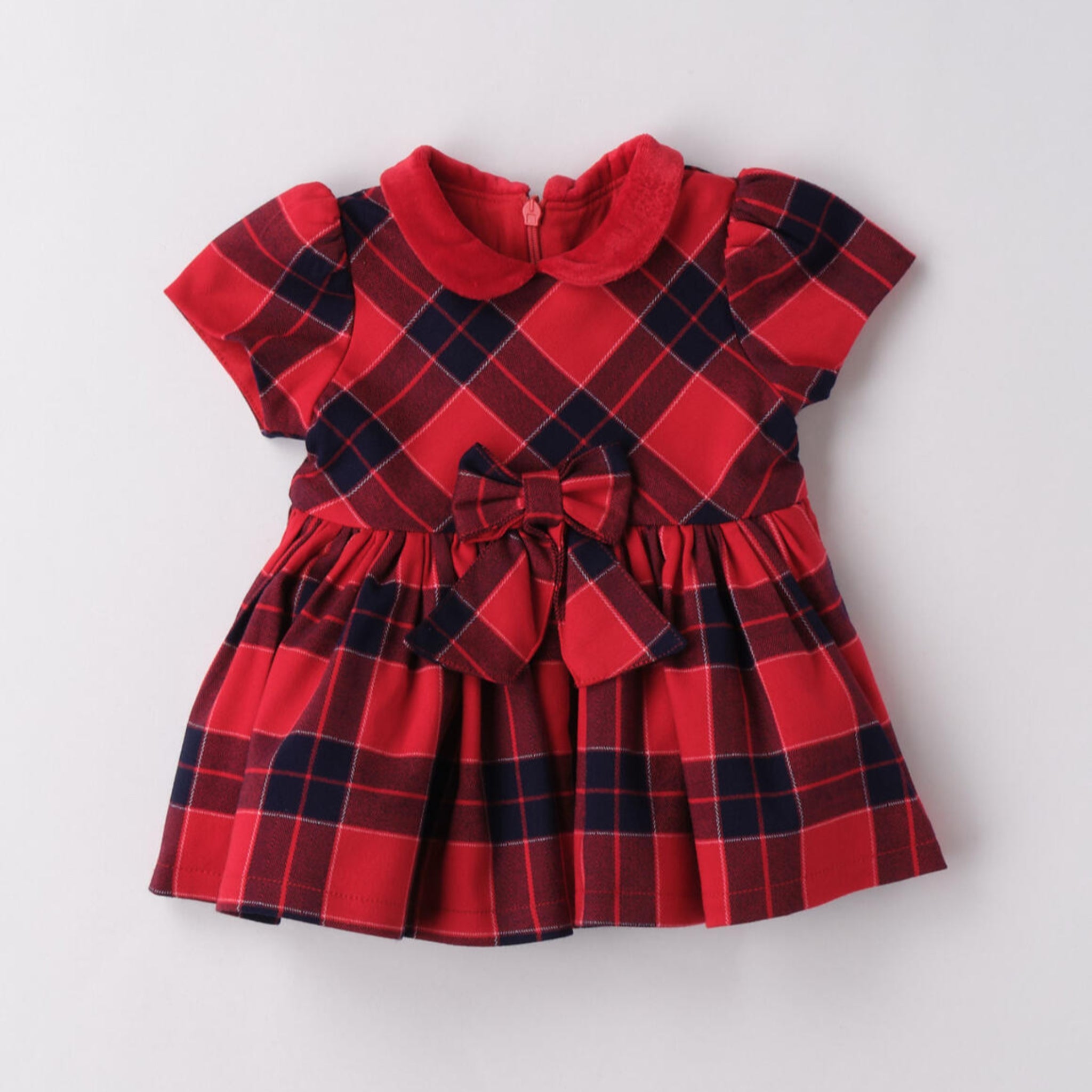 Abito Tessuto Check Con Manica Bimba Rosso 3F725/2253 corredino e abbigliamento neonato | NANU' BABY