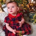Abito Tessuto Check Con Manica Bimba Rosso 3F725/2253 corredino e abbigliamento neonato | NANU' BABY