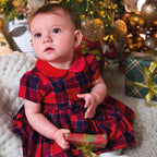 Abito Tessuto Check Con Manica Bimba Rosso 3F725/2253 corredino e abbigliamento neonato | NANU' BABY