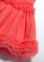 Abito Tulle Volan Arancione 5014/94 corredino e abbigliamento neonato | NANU' BABY