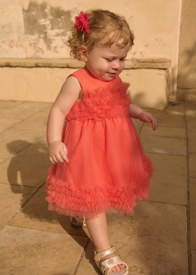 Abito Tulle Volan Arancione 5014/94 corredino e abbigliamento neonato | NANU' BABY