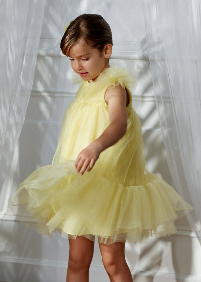 Abito Tulle Volant Giallo 5039/68 corredino e abbigliamento neonato | NANU' BABY