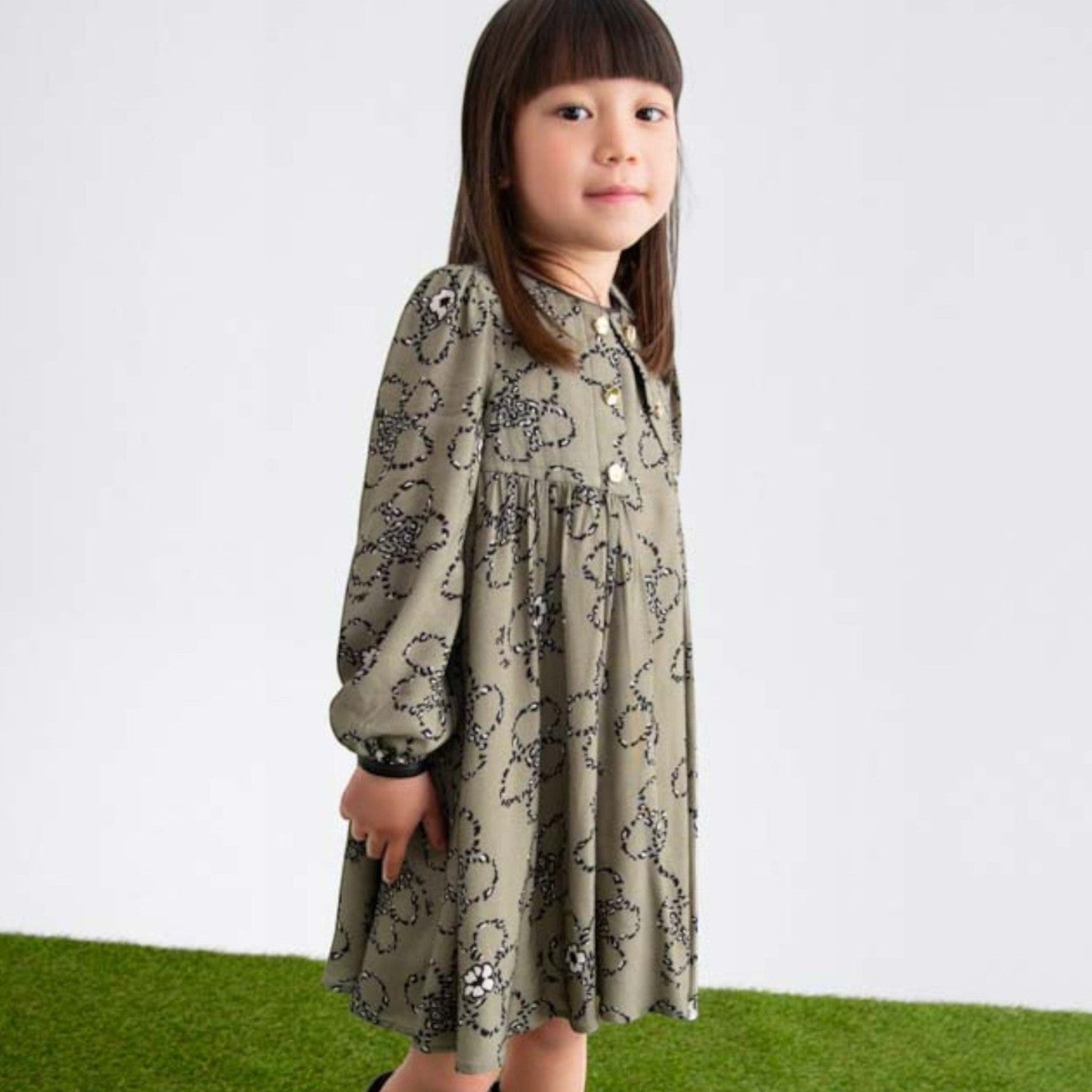 Abito viscosa stampato Bimba Verde 5536/6 corredino e abbigliamento neonato | NANU' BABY