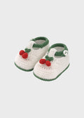 Babbucce Ciliegine Cotone Avorio CHERRY/SC corredino e abbigliamento neonato | NANU' BABY