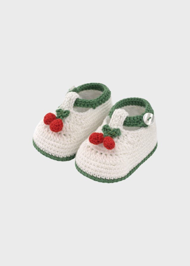 Babbucce Ciliegine Cotone Avorio CHERRY/SC corredino e abbigliamento neonato | NANU' BABY