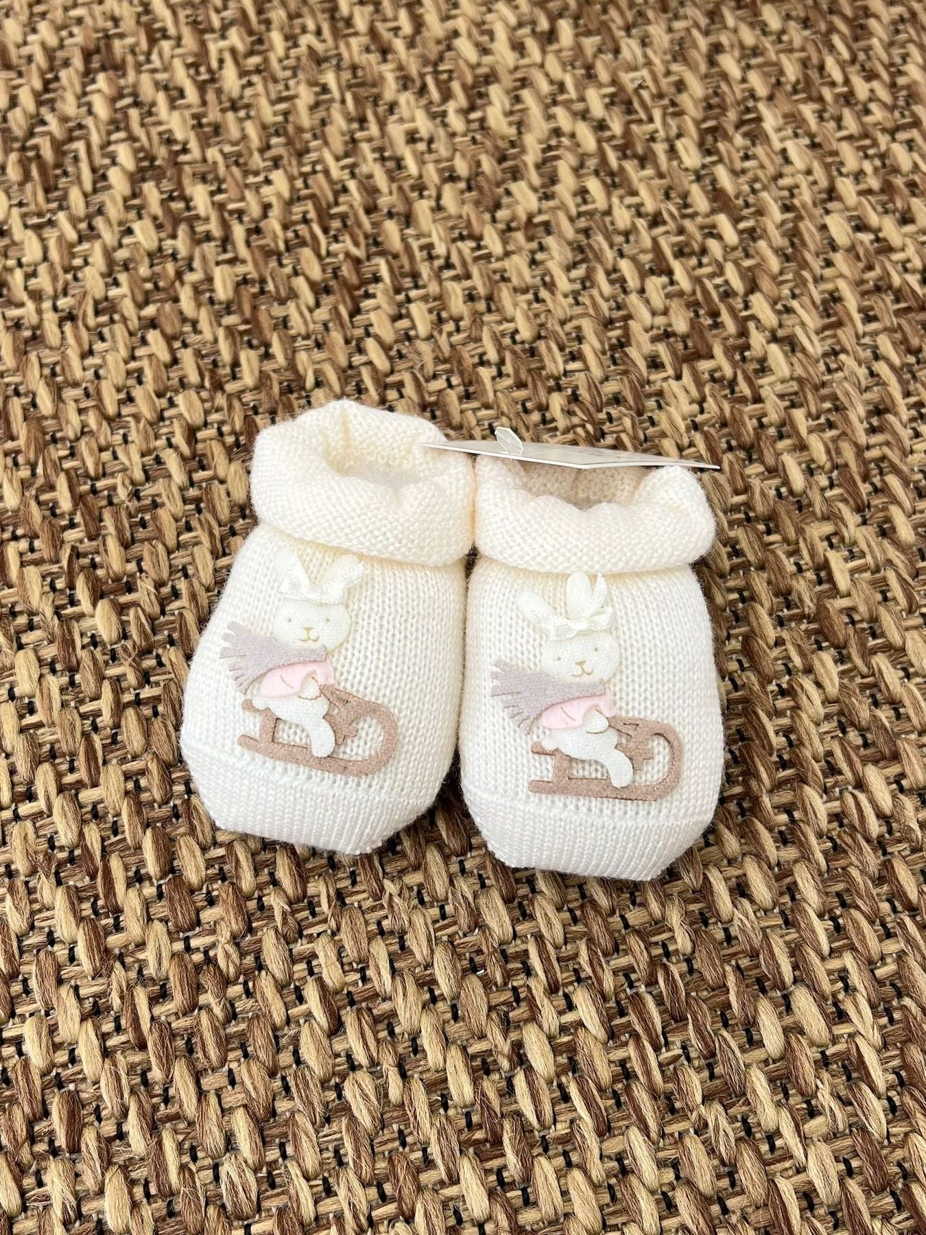 Babbucce Coniglietta in slitta Neonata LATTE 30569/X1 corredino e abbigliamento neonato | NANU' BABY
