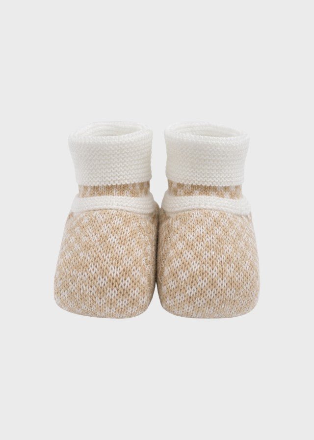Babbucce Cotone Avorio Sabbia EK57S/A corredino e abbigliamento neonato | NANU' BABY