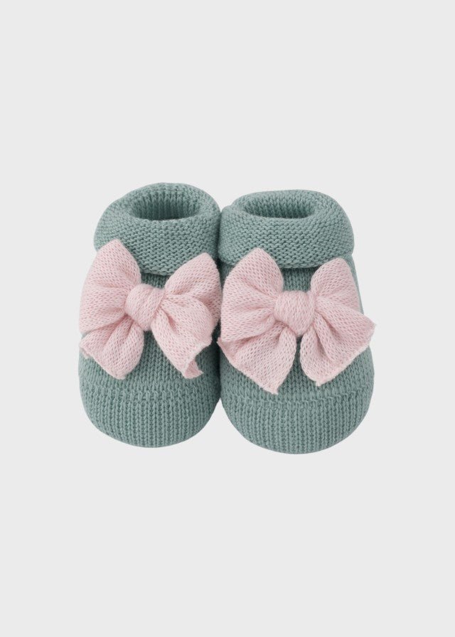 Babbucce Cotone Fiocco Verde 758/V corredino e abbigliamento neonato | NANU' BABY