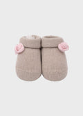 Babbucce Cotone Fiorellino Tortora 763 corredino e abbigliamento neonato | NANU' BABY
