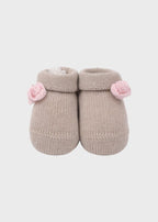 Babbucce Cotone Fiorellino Tortora 763 corredino e abbigliamento neonato | NANU' BABY