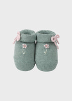 Babbucce Cotone Margherite Verde 759/V corredino e abbigliamento neonato | NANU' BABY