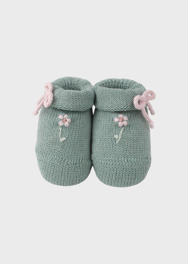 Babbucce Cotone Margherite Verde 759/V corredino e abbigliamento neonato | NANU' BABY