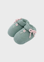 Babbucce Cotone Margherite Verde 759/V corredino e abbigliamento neonato | NANU' BABY