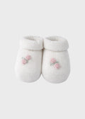 Babbucce Cotone Roselline Bianco 761 corredino e abbigliamento neonato | NANU' BABY