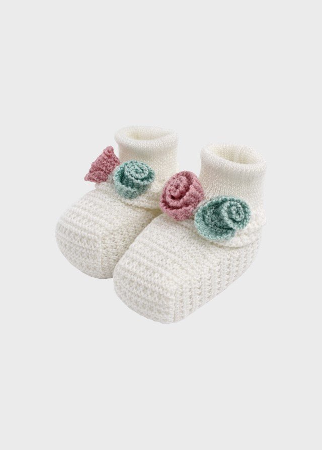 Babbucce Cotone Roselline Melograno EK17S corredino e abbigliamento neonato | NANU' BABY