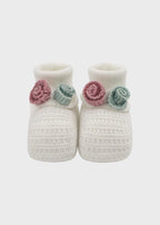 Babbucce Cotone Roselline Melograno EK17S corredino e abbigliamento neonato | NANU' BABY