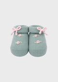Babbucce Cotone Roselline Verde 759 - V corredino e abbigliamento neonato | NANU' BABY